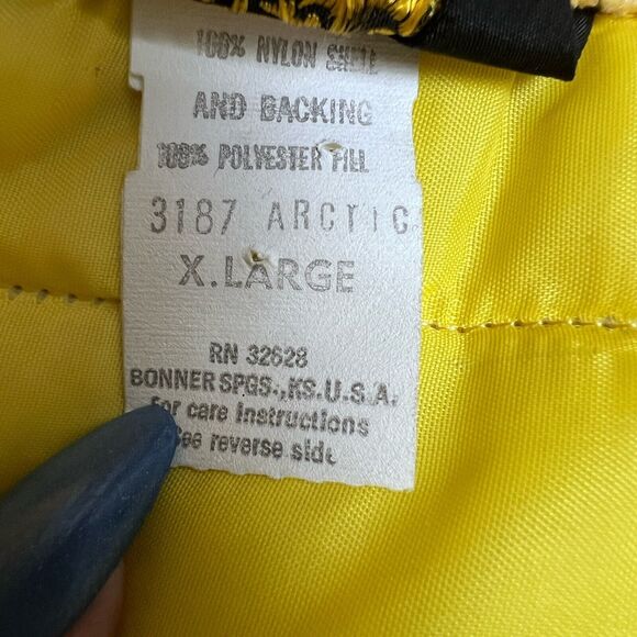 Vintage Swingster Racing Jacket Mens XL Crows Hybrids Yellow 70s Puffer Coat USA - Picture 11 of 16